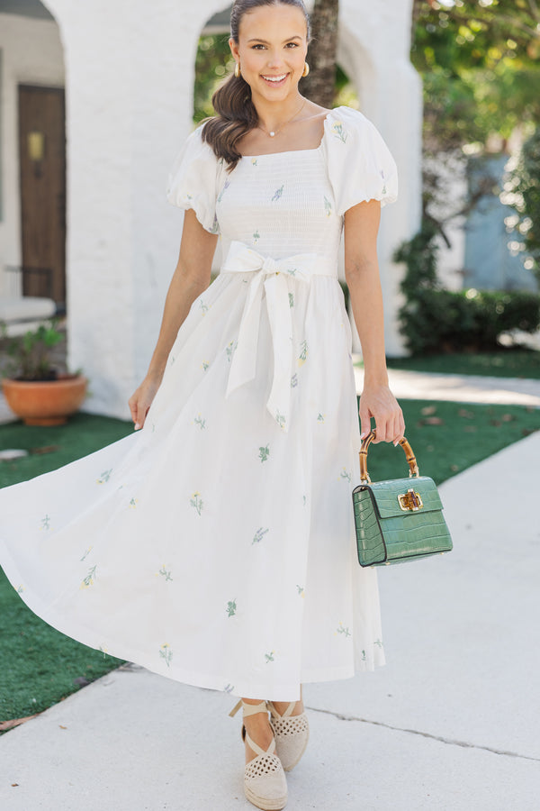 Lily Blossom White Embroidered Midi Dress, Large - The Mint Julep Boutique | Women's Boutique Clothing Lily Blossom White Embroidered Midi Dress, Large - The Mint Julep Boutique | Women's Boutique Clothing