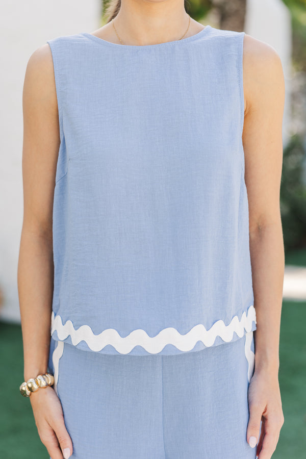 Sugar Wave Blue Rickrack Blouse