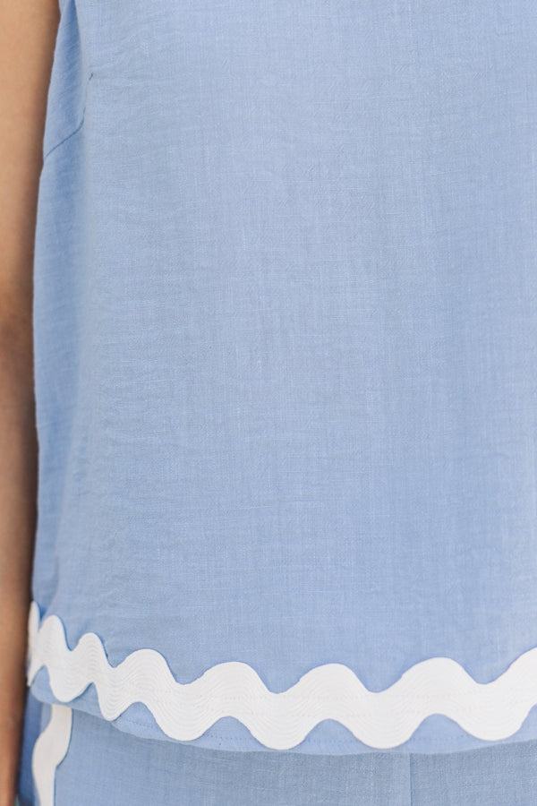 Sugar Wave Blue Rickrack Blouse