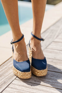 Step Right Up Navy Wedges