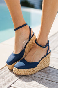 Step Right Up Navy Wedges