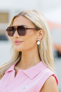 On The Course White Golf Bow Earrings