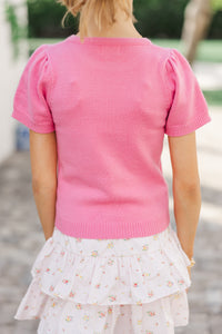 Girls: Work Of Art  Pink Short Sleeve Sweater