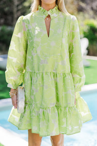 Always On My Mind Lime Green Floral Babydoll Dress