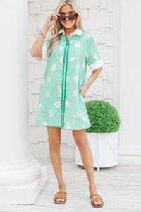 Garden Party Green Floral Button-Down Dress