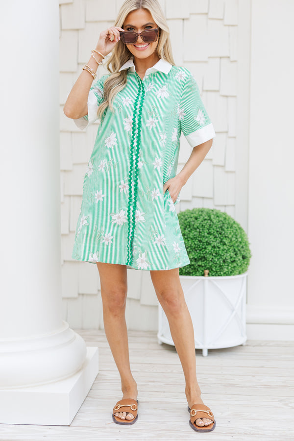 Garden Party Green Floral Button-Down Dress