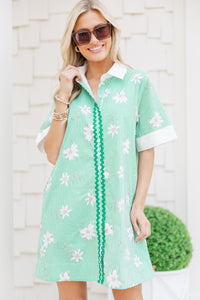 Garden Party Green Floral Button-Down Dress