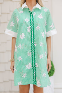 Garden Party Green Floral Button-Down Dress