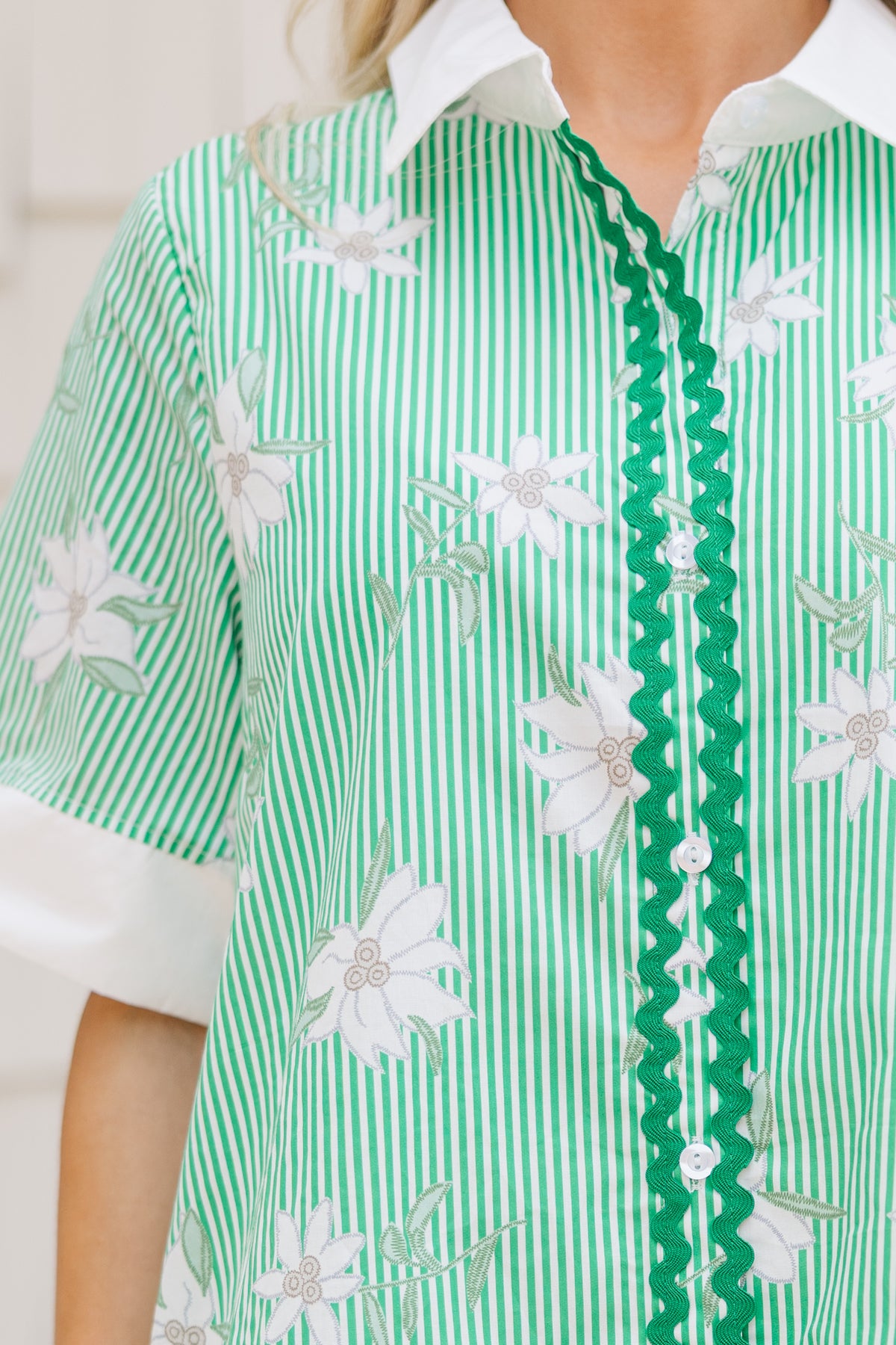 Lawnfield Button Shirt Dress (Island Fern Green)