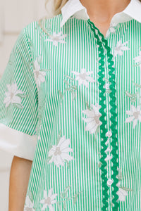 Garden Party Green Floral Button-Down Dress