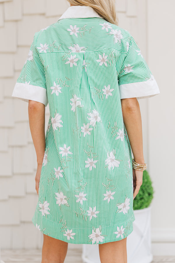 Garden Party Green Floral Button-Down Dress