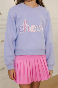 Girls: Cheer Script Lavender Purple Graphic Sweatshirt