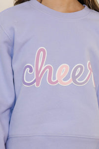 Girls: Cheer Script Lavender Purple Graphic Sweatshirt