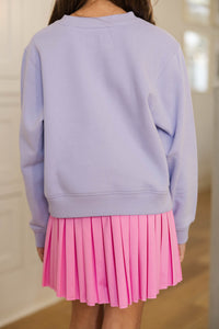 Girls: Cheer Script Lavender Purple Graphic Sweatshirt