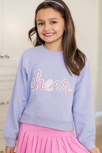 Girls: Cheer Script Lavender Purple Graphic Sweatshirt