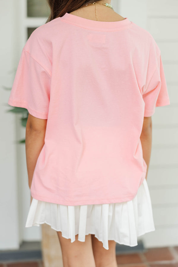 Girls: Gingham Smiley Blush Graphic Tee