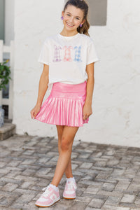 Girls: Gingham Bunnies White Graphic Tee