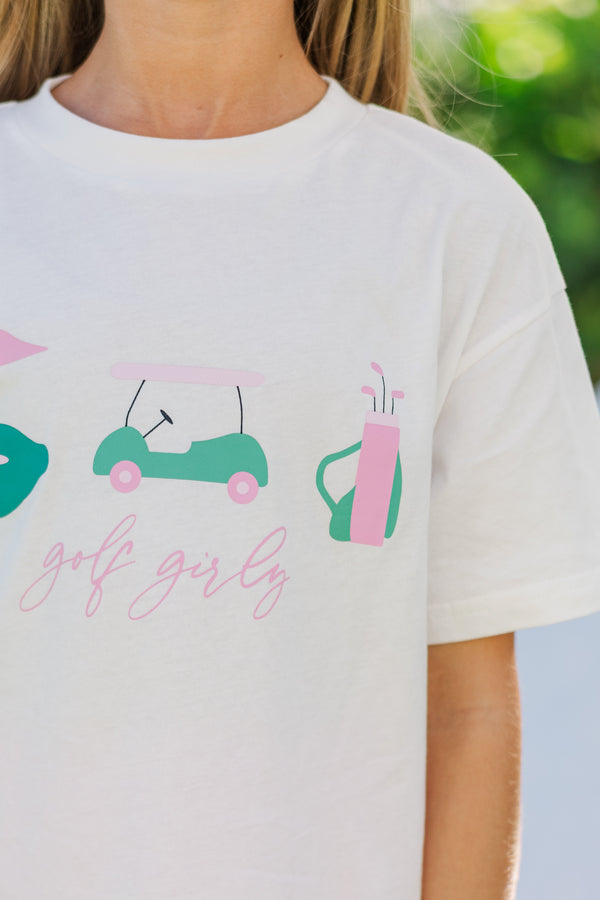 Girls: Golf Girly White Graphic Tee