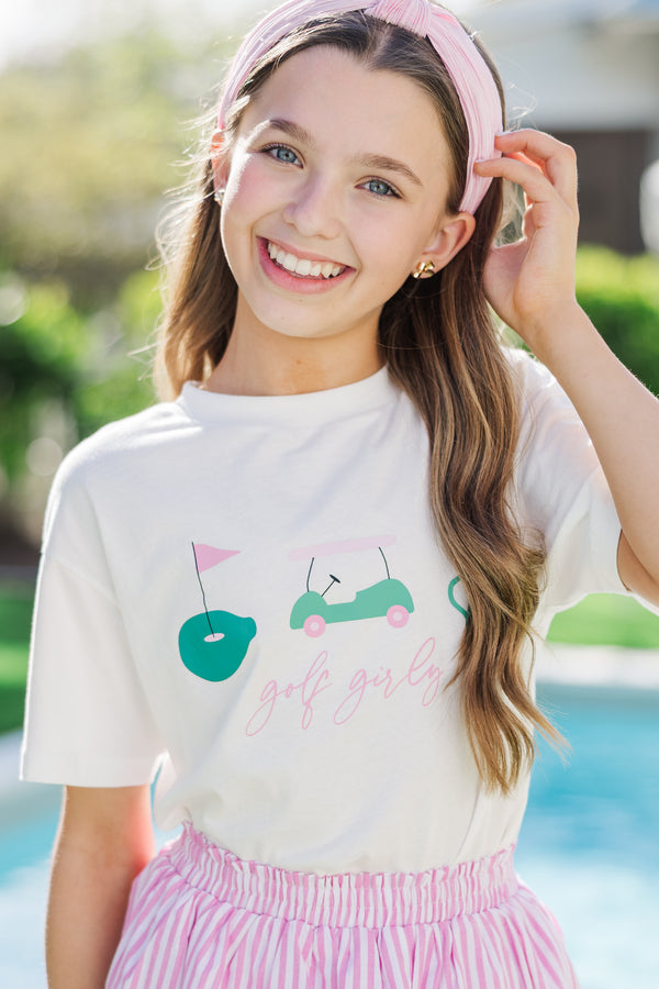 Girls: Golf Girly White Graphic Tee