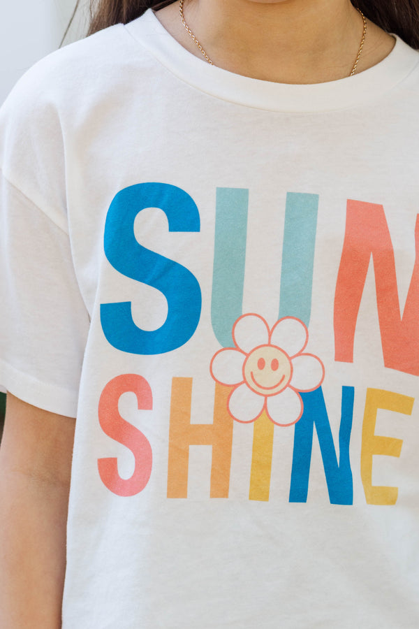 Girls: Sunshine On A Cloudy Day White Graphic Tee