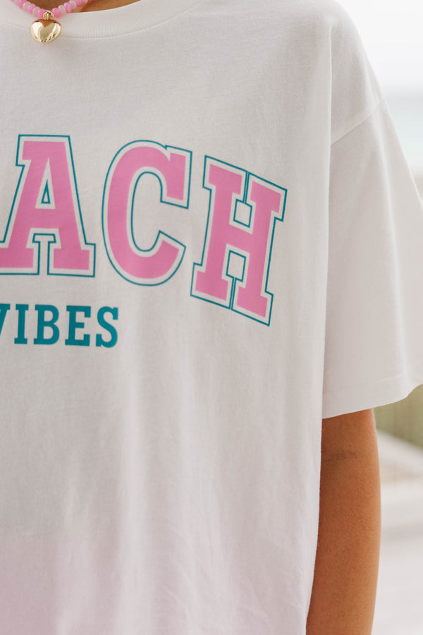 Girls: Beach Vibes White Graphic Tee