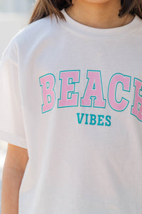 Girls: Beach Vibes White Graphic Tee