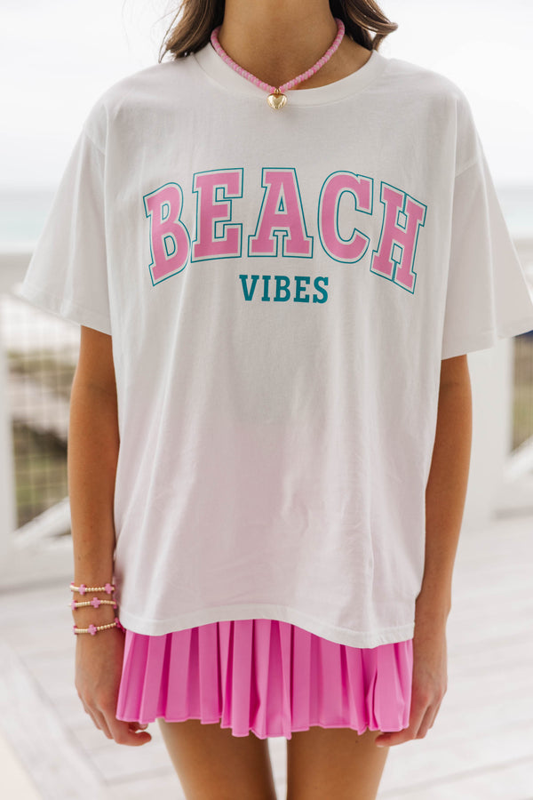 Girls: Beach Vibes White Graphic Tee