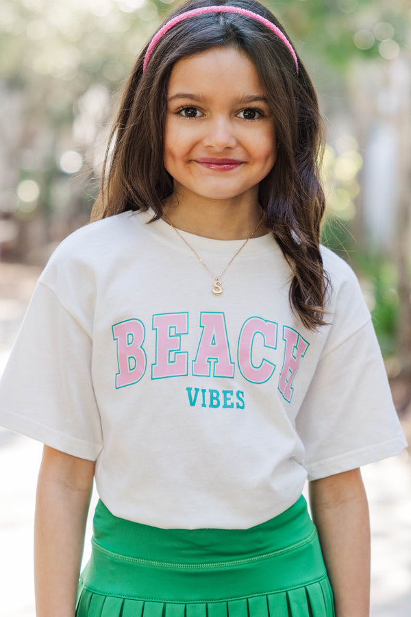 Girls: Beach Vibes White Graphic Tee