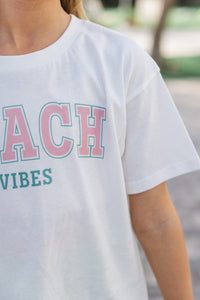 Girls: Beach Vibes White Graphic Tee