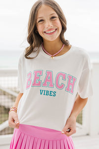 Girls: Beach Vibes White Graphic Tee