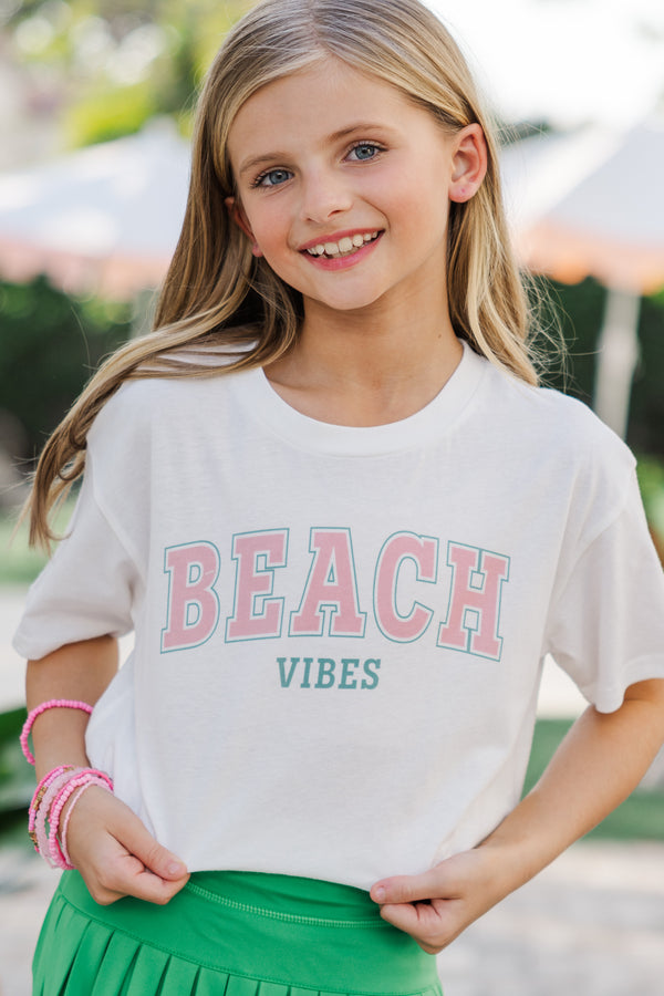 Girls: Beach Vibes White Graphic Tee