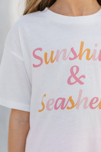 Girls: Sunshine & Seashells White Graphic Tee