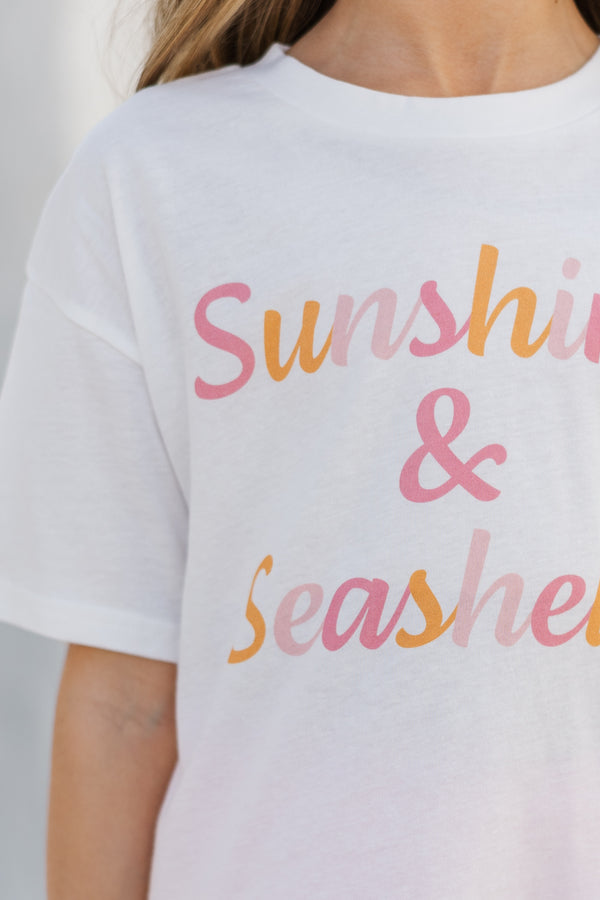 Girls: Sunshine & Seashells White Graphic Tee