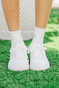 Just So You White Sparkling Bow Socks
