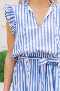 Shore Of It Blue Striped Midi Dress
