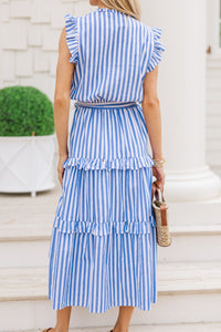 Shore Of It Blue Striped Midi Dress