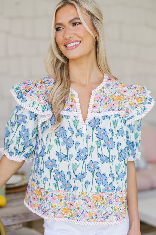 Me Blue Dance With Me Blue Floral Blouse – Shop the Mint