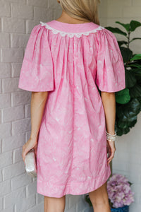 Just A Theory Pink Coastal Print Cotton Dress