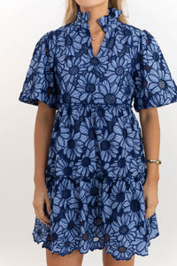 All The Best Navy Blue Eyelet Dress