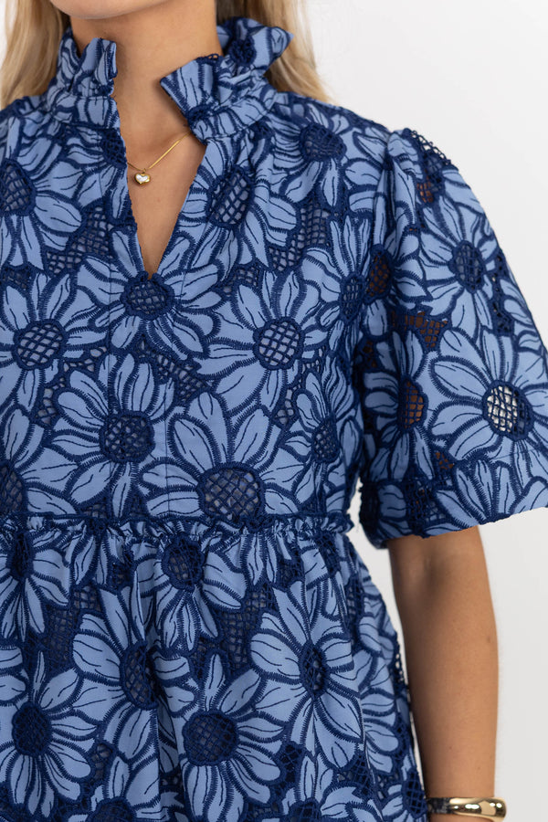 All The Best Navy Blue Eyelet Dress