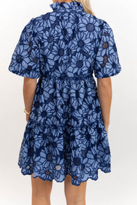 All The Best Navy Blue Eyelet Dress