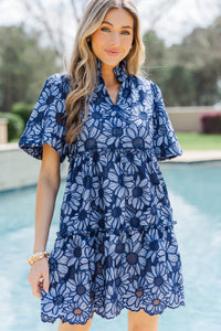 All The Best Navy Blue Eyelet Dress