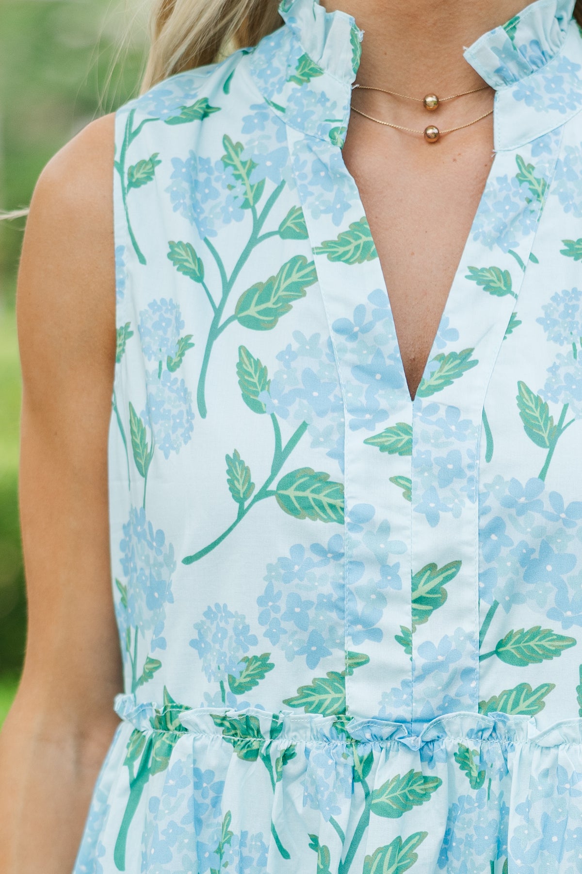 I'll Join You Light Blue Floral Print Dress
