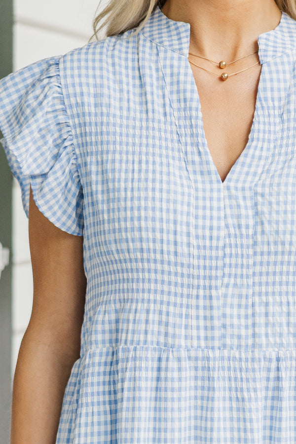 Make It Your Own Light Blue Gingham Dress – Shop the Mint