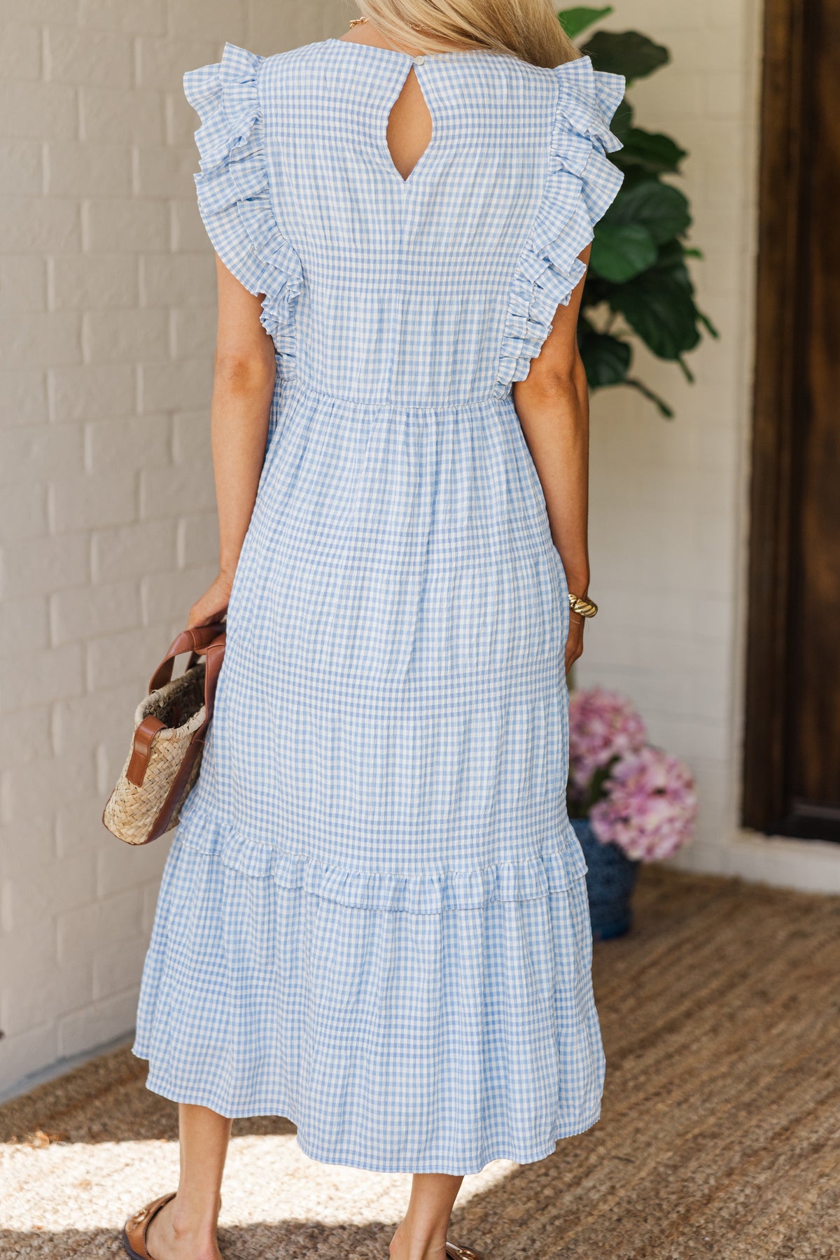 Feminine Pursuits Light Blue Gingham Midi Dress – Shop the Mint