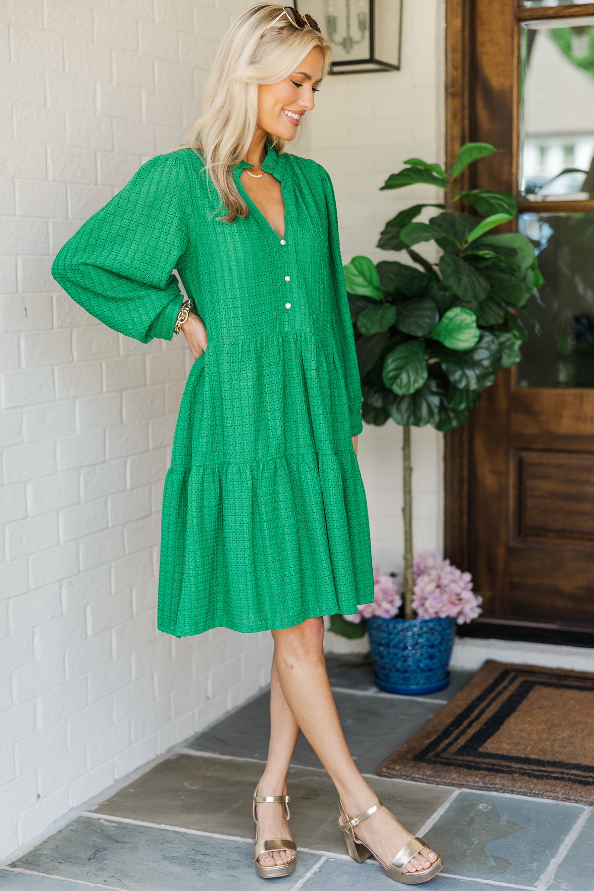Take A Guess Green Textured Dress  Shop the Mint