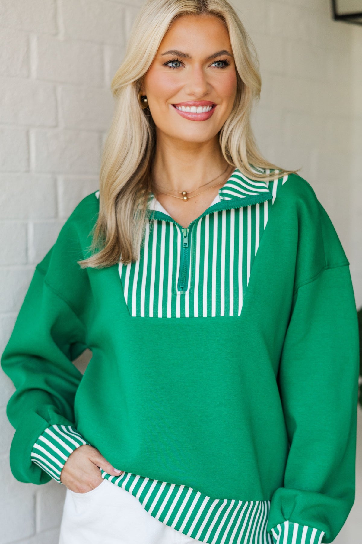 It's All A Game Green Quarter Zip Pullover – Shop the Mint