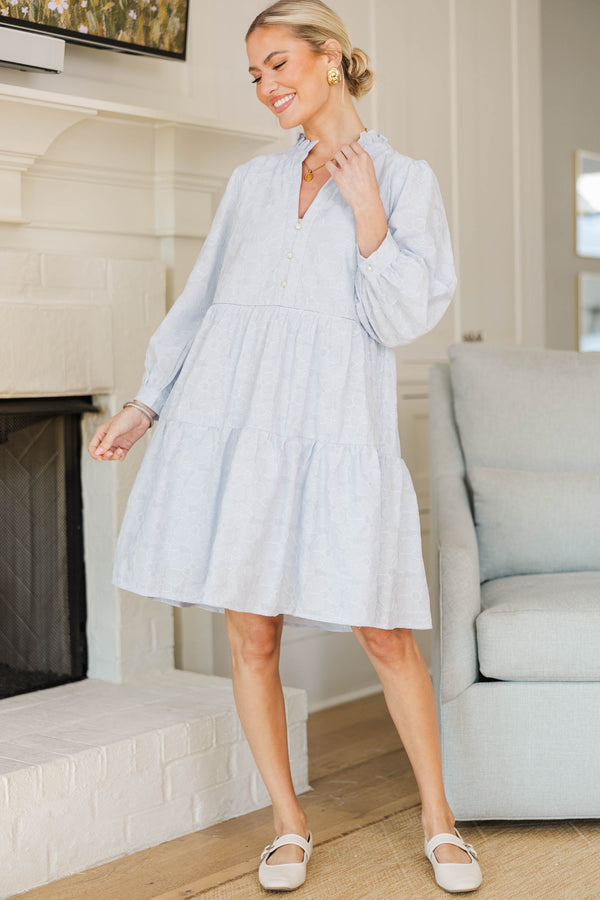 NURSING COLLECTION: All Up To You Light Blue Textured Dress