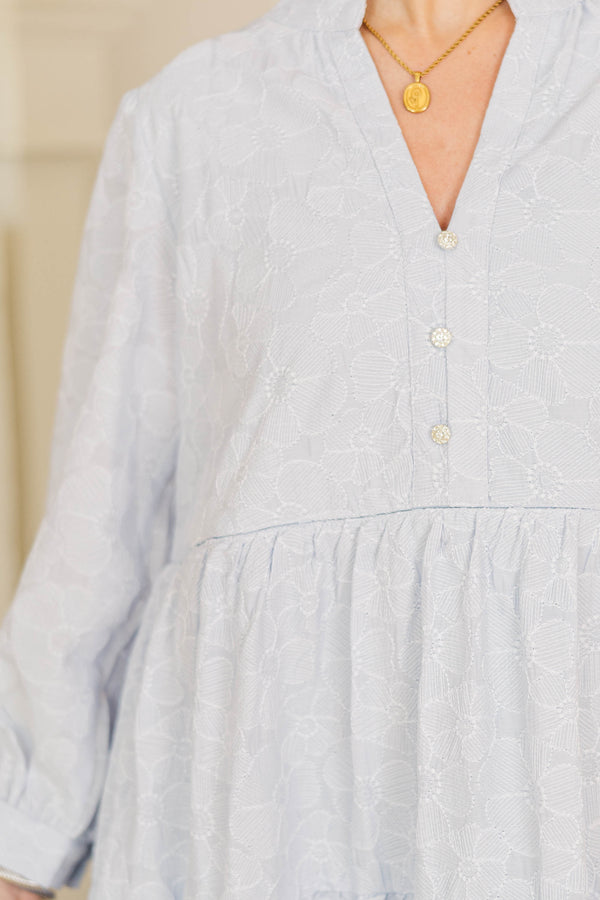NURSING COLLECTION: All Up To You Light Blue Textured Dress