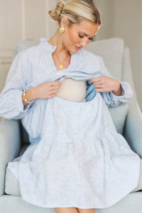 NURSING COLLECTION: All Up To You Light Blue Textured Dress